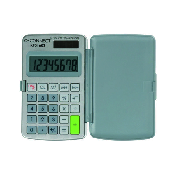 Q-Connect 8-Digit Pocket Calculator Extra Large Display 99x58x6mm KF01602