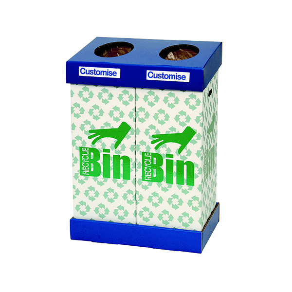 Acorn Office Twin Recycling Bin Blue/Green (95 litres each bin) 802853
