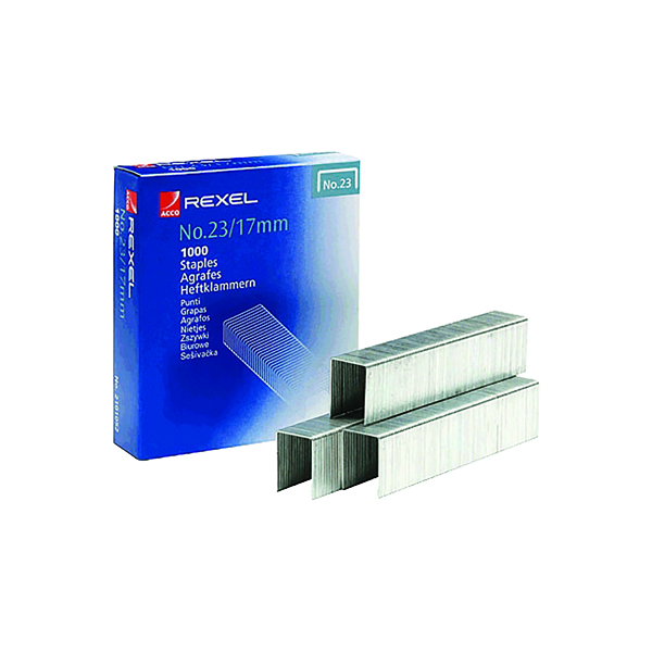 Rexel No 23 Staples 17mm (Pack of 1000) 2101052