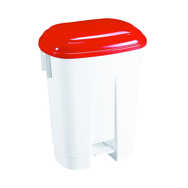 Derby 30 Litre White/Red Plastic Pedal Bin 348021
