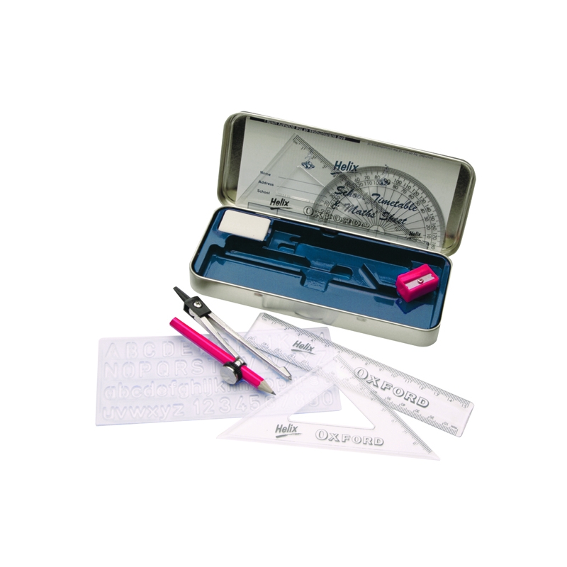 Helix Oxford Maths Set With Various Stationery Items and
