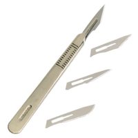 Metal Scalpel Handle with 4 x Nickel Plated No.3 Blades