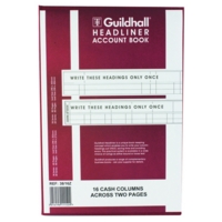 Guildhall Headliner Account Book Casebound 298x203mm 16 Cash Columns 80 Pages Red 38/16Z