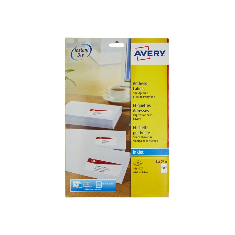 Avery Quick Dry Inkjet 21 Labels P25