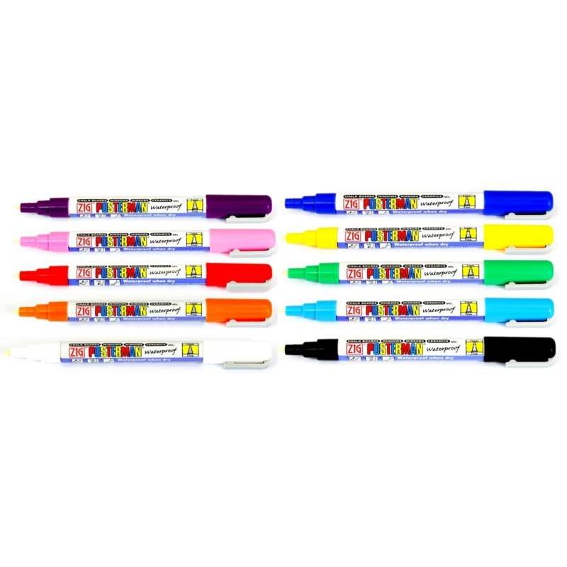 Uni-Ball uni-ball Chalk Marker Bullet Tip Medium Assorted Colours (Pack 4) - 153528181