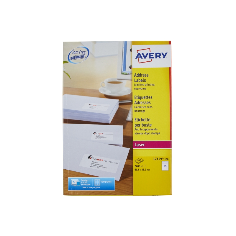Avery Labels 64x34mm 24 Pk 100