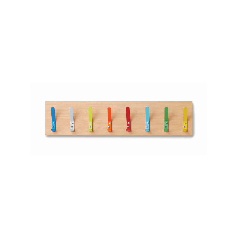 Beech Wall Coat Rail 8 Hooks Red