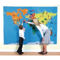 Cloth Wall Map - World 67 Motifs