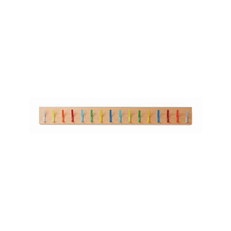 Beech Wall Coat Rail 20 Hooks Lime