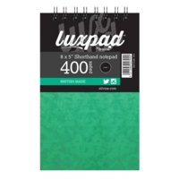 Silvine Luxpad 125x200mm Wirebound Pressboard Cover Reporters Shorthand Notebook 400 Pages Green (Pack 6) - 441