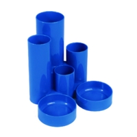 5 Star Office Desk Tidy with 6 Compartment Tubes Blue