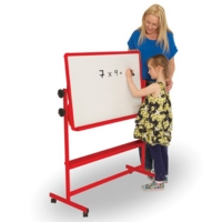 Mobile Tilt 'n' Teach - Non Magnetic Whiteboard Red