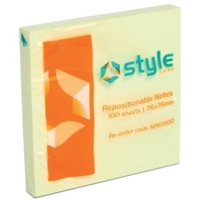 Style Repo Notes 76x76mm Yellow - Pack of 12 Pads