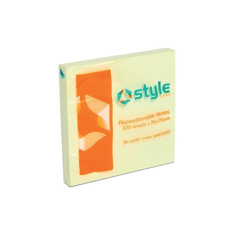 Style Repo Notes 76x76mm Yellow - Pack of 12 Pads