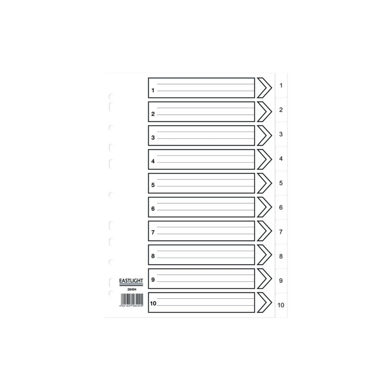 A4 Polyproplene Dividers 1-10
