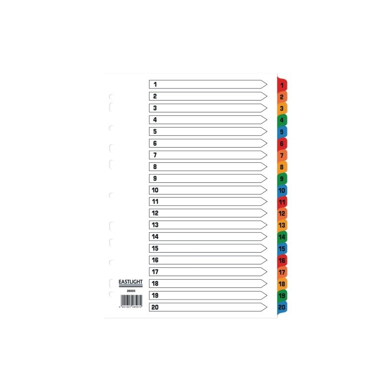 A4 Mylar Dividers 1-20