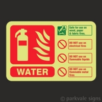 Photoluminescent Water Fire Extinguisher Sign 200x150mm