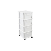 4 Drawer Plastic Tower Storage Unit on Castors - White