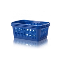 Medium Plastic Storage Basket BLUE Pk3