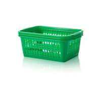Medium Plastic Storage Basket GREEN Pk3