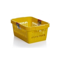 Medium Plastic Storage Basket YELLOW Pk3