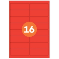 99.1mm x 33.9mm Labels Standard Matt Red - 16 Per