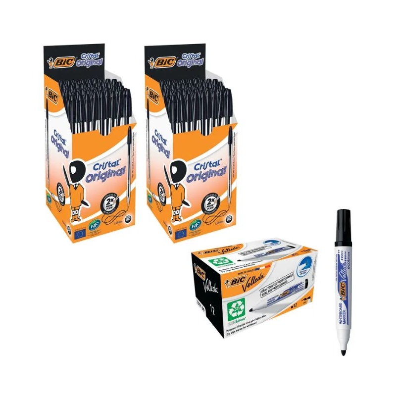 Bic Cristal Blk Pk50x2 + FOC Markers