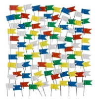 Map Flag Push Pins PK100 7 assorted Colours