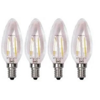 2W Clear LED Filament Candle Lamp, E14, Warm White LED PK4
