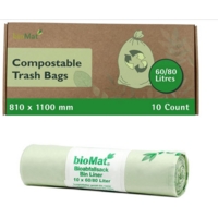 bioMat Compostable 80 Litre Wheelie Bin Liners PK10