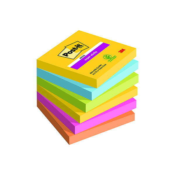 Post-it Super Sticky Notes 76x76mm 90 Sheets Carnival (Pack of 6) 654-6SS-CARN
