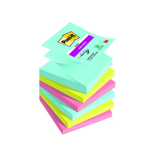 Post-it Super Sticky Z-Notes 76x76mm 90 Sheets Cosmic (Pack of 6) R330-6SS-COS