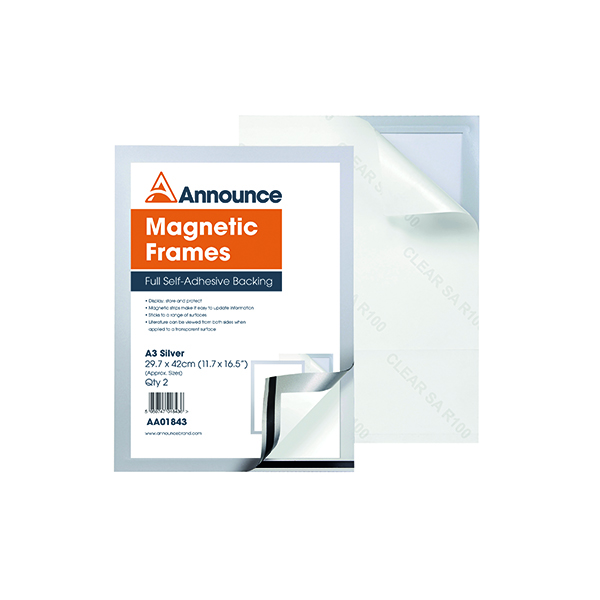 Announce Magnetic Frame A3 Silver (Pack of 2) AA01843