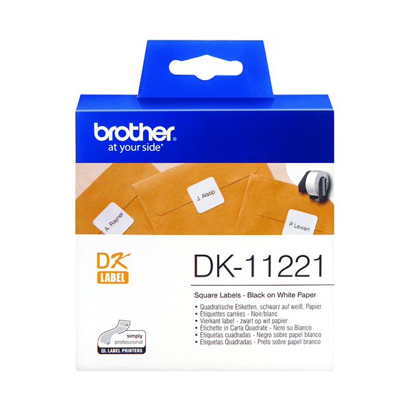 Brother Label Roll 23 x 23mm Black on White DK11221