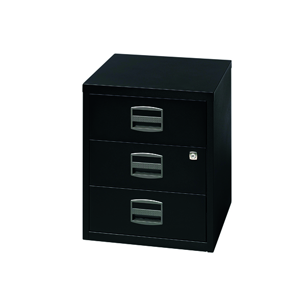 Bisley 3 Drawers Home Filing Cabinet A4 413x400x525mm Black BY33938