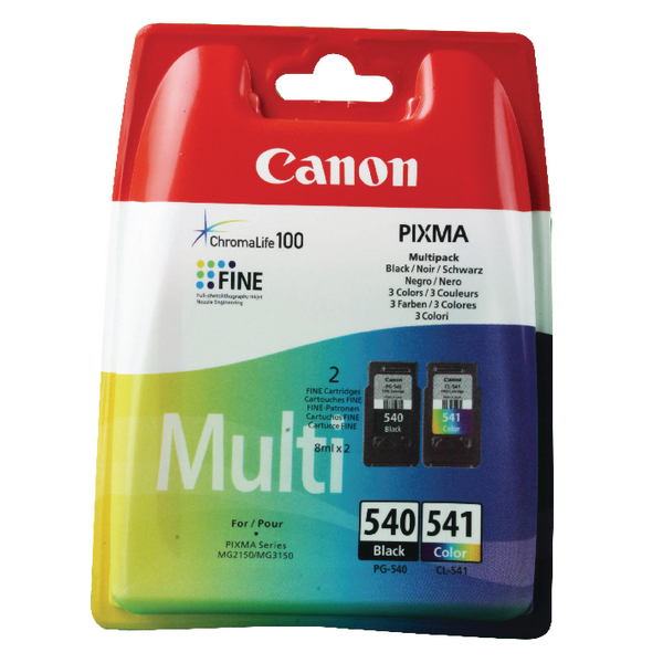 Canon PG-540/CL-541 Ink Cartridges Multipack Black/CMY (Pack of 2) 5225B006