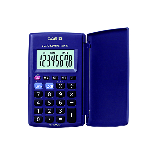 Casio HL-820 8 Digit Pocket Calculator with Protective Cover Black HL-820VERA
