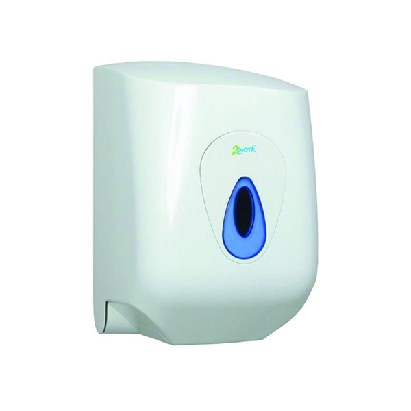 2Work Lockable Centrefeed Hand Towel Dispenser White CT34038