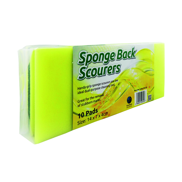 Sponge Back Scourer 140x70x40mm (10 Pack) SBS100G