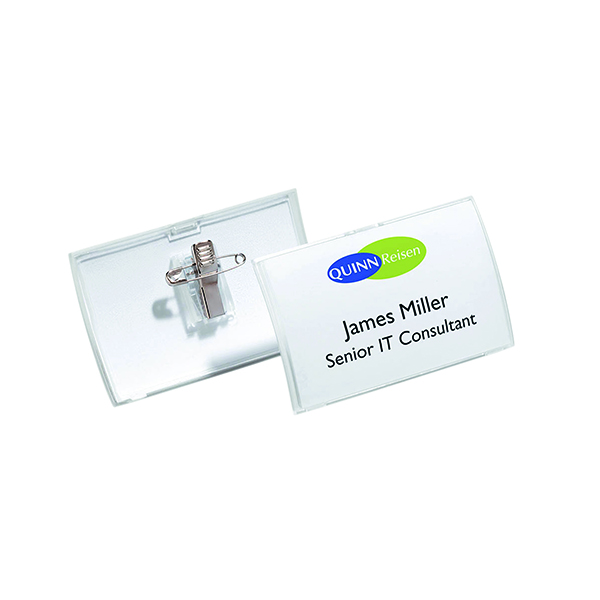 Durable Click Fold Name Badge with Combi Clip 54x90mm Clear (Pack of 25) 8214/19