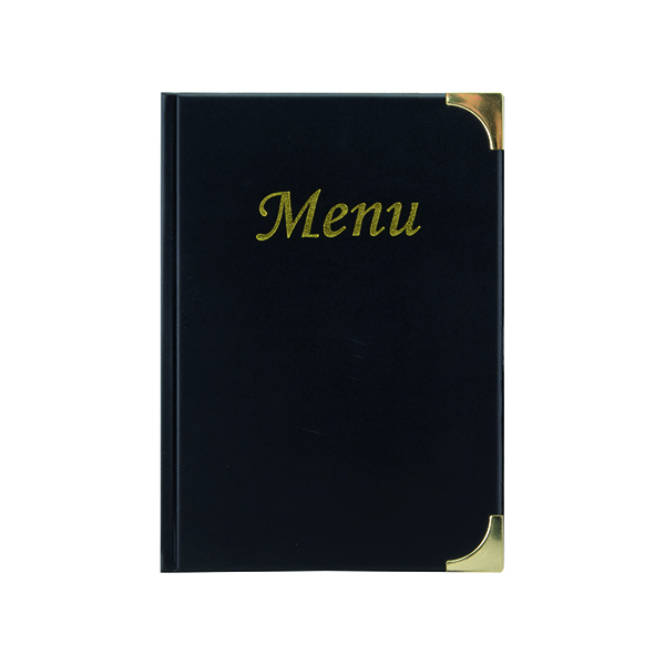 Securit Basic Range Menu Book Cover with 4 Fixed Double-sided A5 Inserts Black MC-BRA5-BL