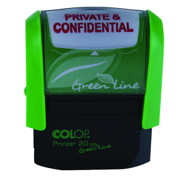 COLOP Green Line Word Stamp PRIVATE and CONFIDENTIAL Red P20GLPRI