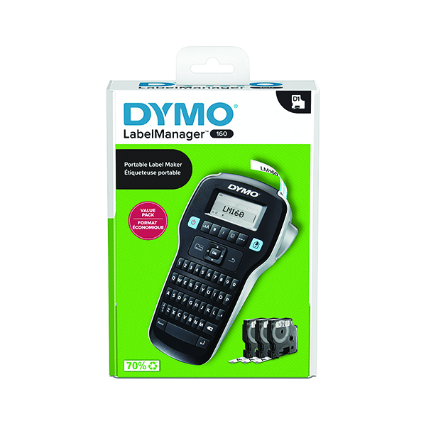 Dymo LabelManager 160 Label Maker Starter Kit with 3 Rolls D1 Label Tape