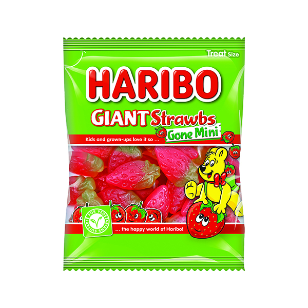 Haribo Strawbs Gone Mini Bags 16g (Pack of 100) 6954
