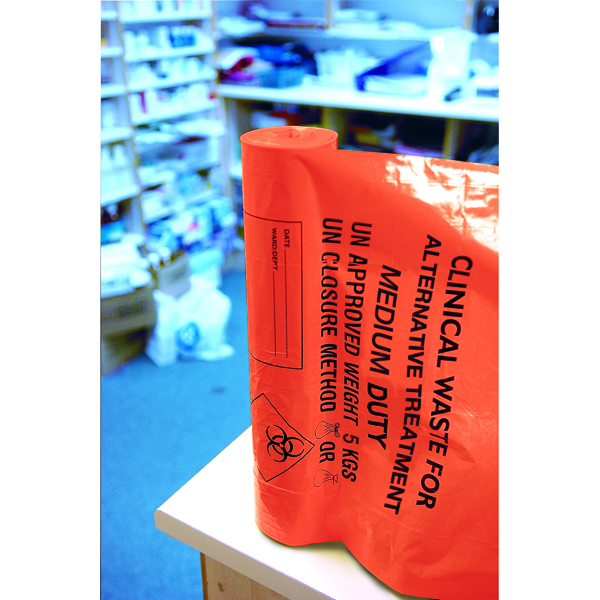 Clinical Waste Sack Medium Duty Orange (Pack of 200) AT25/M111