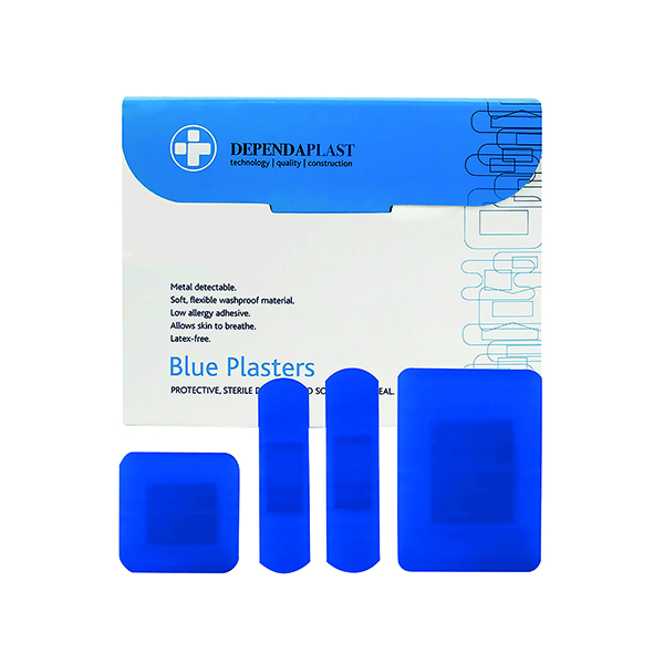 Reliance Medical Dependaplast Blue Plasters Assorted Sizes (100 Pack) 546