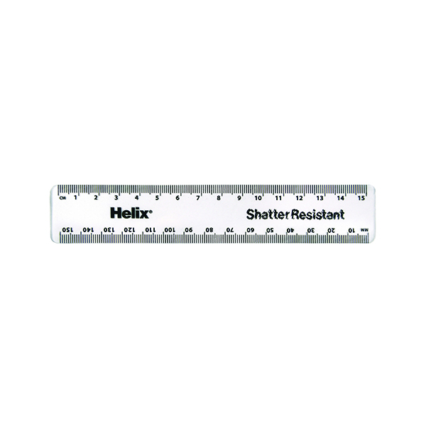 Helix Shatter Resistant Ruler 15cm Clear (Pack of 50) 010311