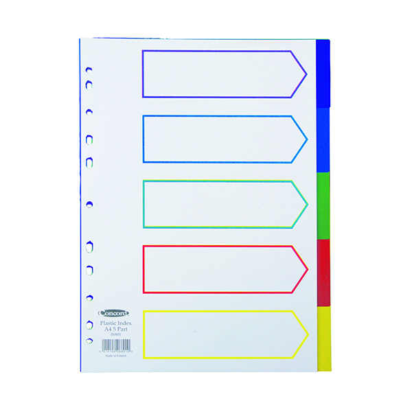 Concord 5-Part Index Polypropylene Multicoloured A4 06801