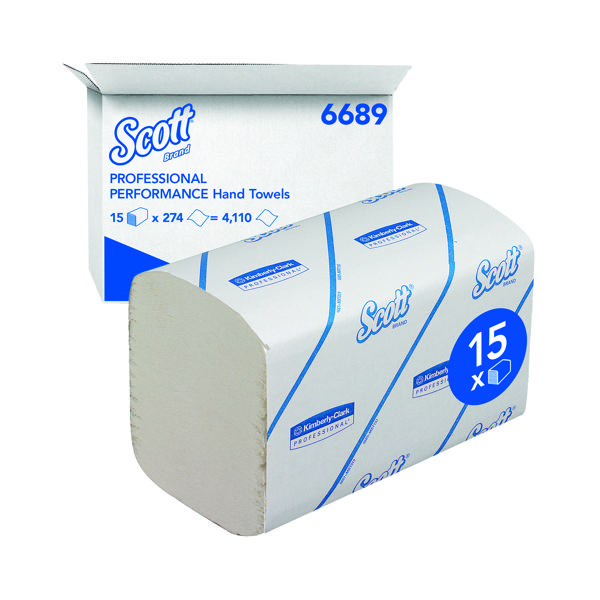 Scott Control 1-Ply Hand Towels Interfold 304 Sheets White (Pack of 15) 6689