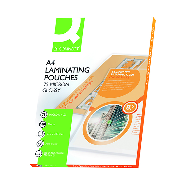 Q-Connect A4 2x75 Micron Laminating Pouches (Pack of 100) KF11412